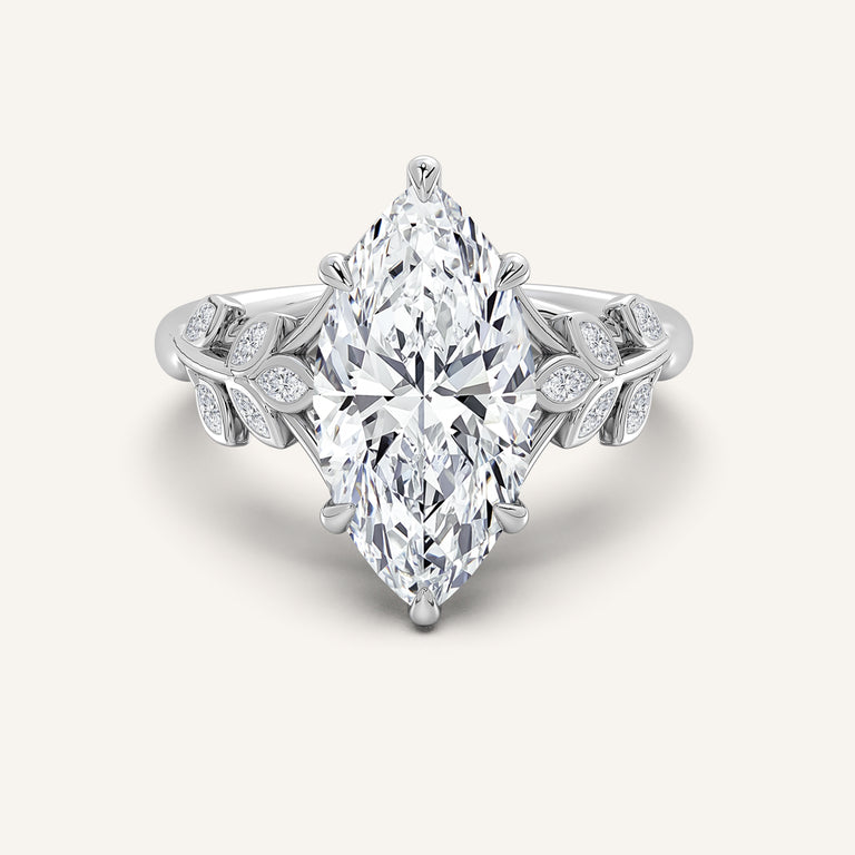 Image for Marquise Floral Low Profile Ring | 18k White Gold