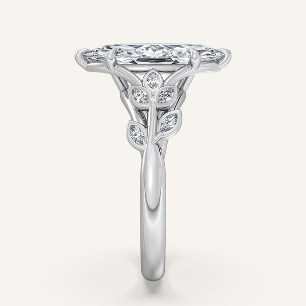 Marquise Floral Low Profile Ring | 14k White Gold