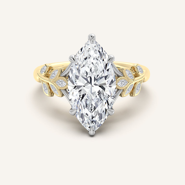Image for Marquise Floral Low Profile Ring | 14k Two Tone Gold