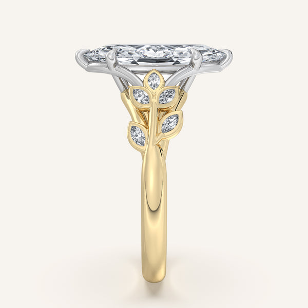 Marquise Floral Low Profile Ring | 18k Two Tone Gold