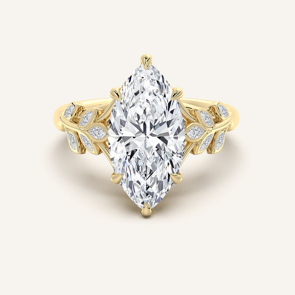 Marquise Floral Low Profile Ring | 18k Yellow Gold