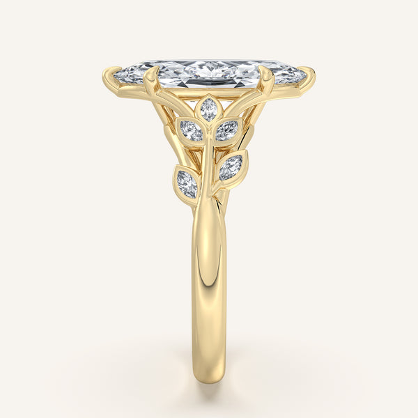 Marquise Floral Low Profile Ring | 18k Yellow Gold