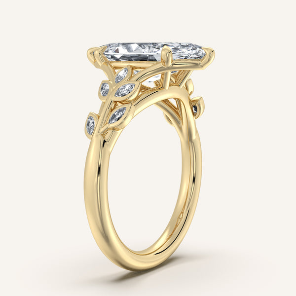 Marquise Floral Low Profile Ring | 18k Yellow Gold