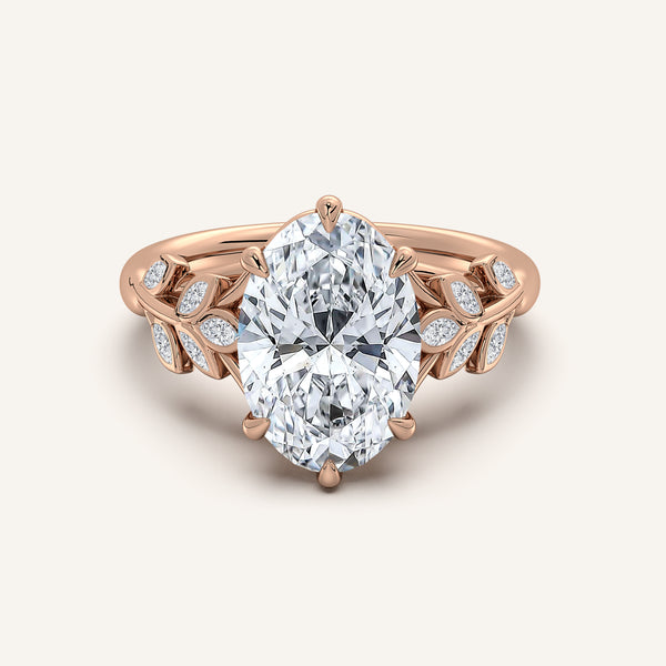 Oval Floral Low Profile Ring | 18k Rose Gold