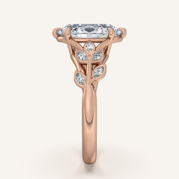 Oval Floral Low Profile Ring | 18k Rose Gold