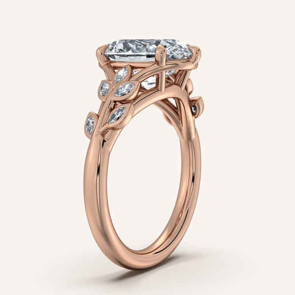 Oval Floral Low Profile Ring | 14k Rose Gold