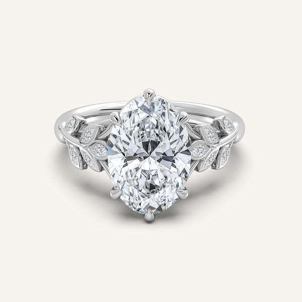 Oval Floral Low Profile Ring | Platinum