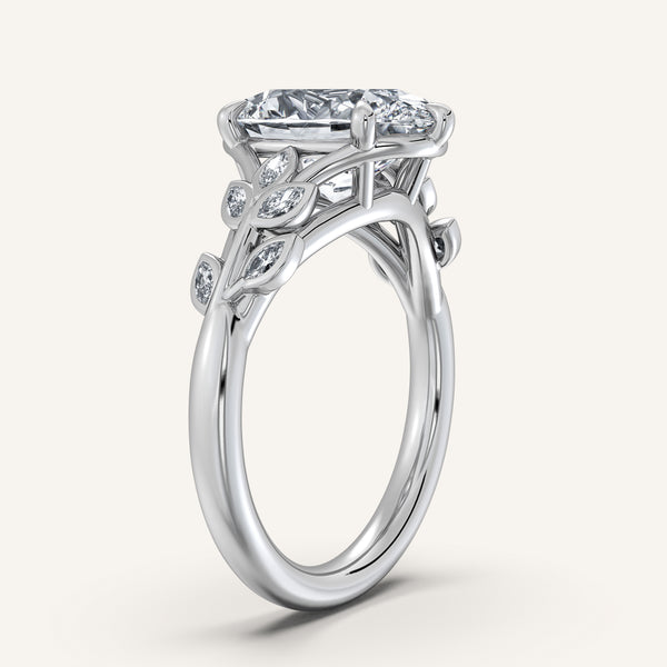 Oval Floral Low Profile Ring | Platinum