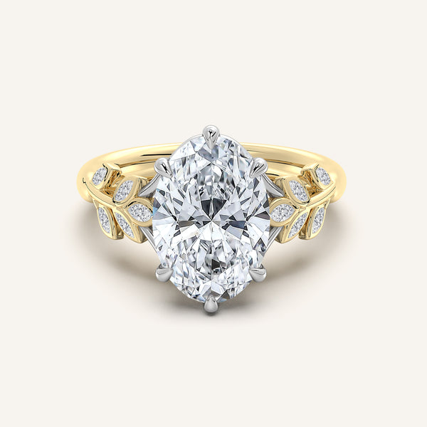 Oval Floral Low Profile Ring | 18k Two Tone Gold