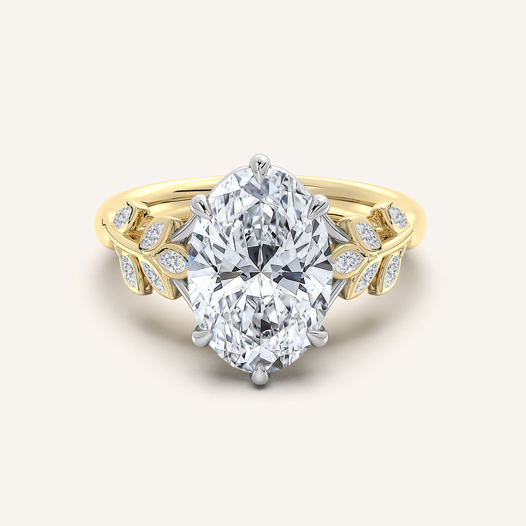 Image for Oval Floral Low Profile Ring | 18k Two Tone Gold