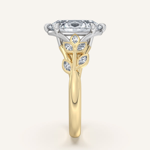 Oval Floral Low Profile Ring | 18k Two Tone Gold