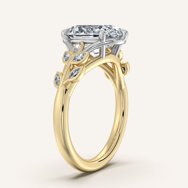 Oval Floral Low Profile Ring | 18k Two Tone Gold