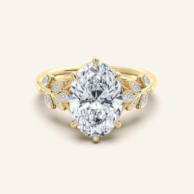 Image for Oval Floral Low Profile Ring | 18k Yellow Gold