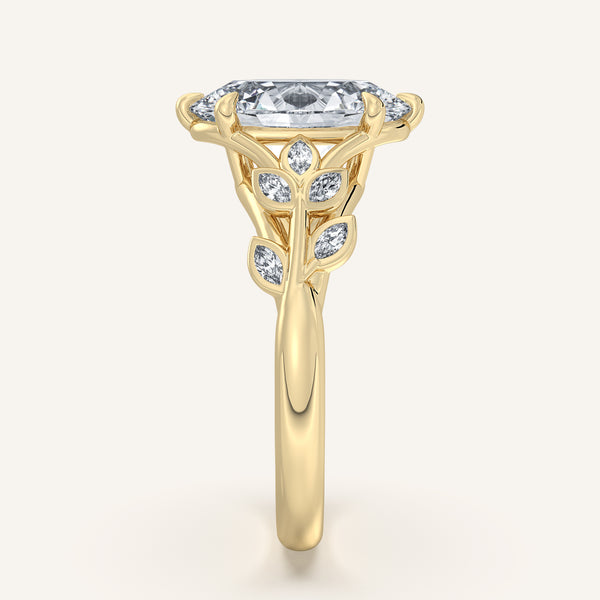 Oval Floral Low Profile Ring | 18k Yellow Gold