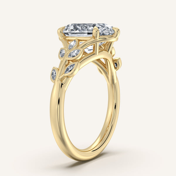 Oval Floral Low Profile Ring | 14k Yellow Gold