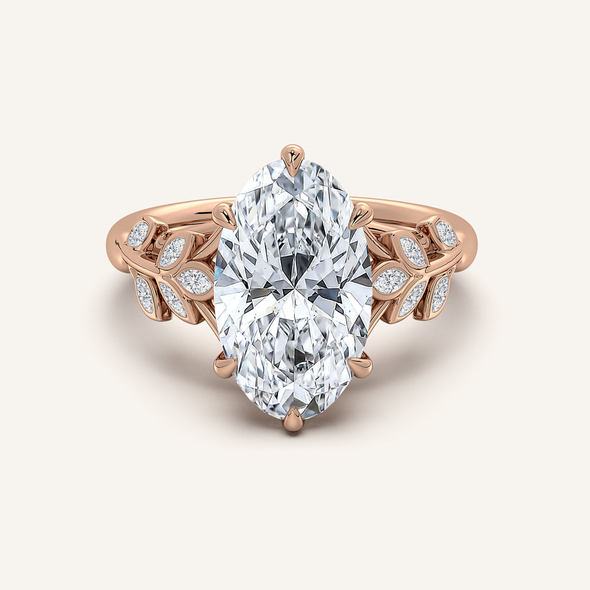 Moval Floral Low Profile Ring in 18k Rose Gold