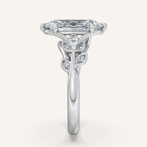 Moval Floral Low Profile Ring | 14k White Gold