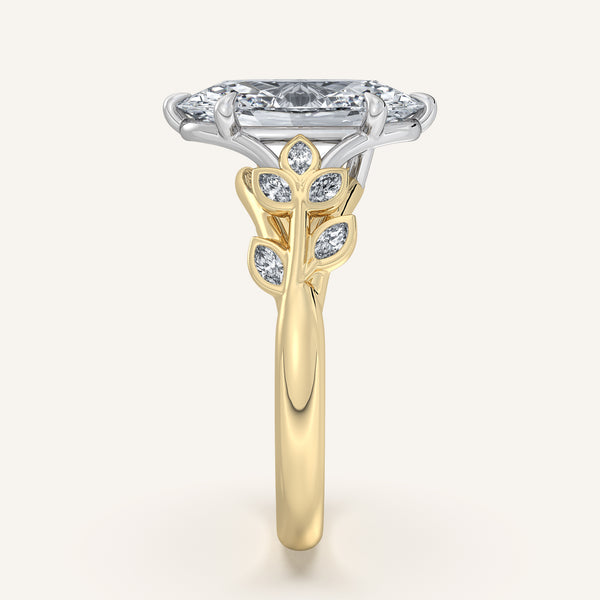 Moval Floral Low Profile Ring | 14k Two Tone Gold