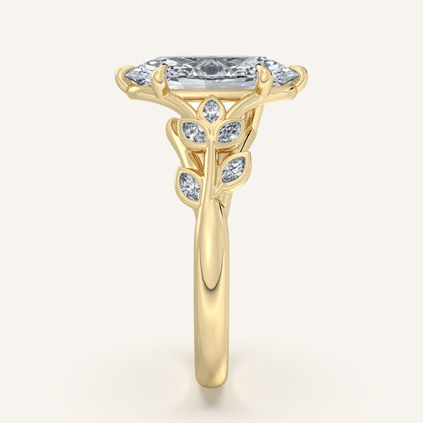 Moval Floral Low Profile Ring | 14k Yellow Gold