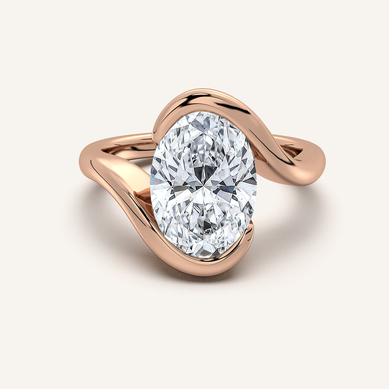 Image for Oval Bypass Half Bezel Ring | 14k Rose Gold