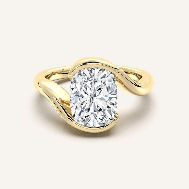 Image for Cushion Cut Bypass Half Bezel Ring | 14k Yellow Gold