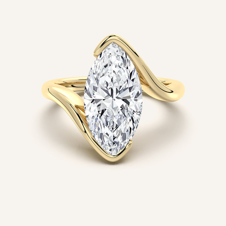Image for Marquise Bypass Half Bezel Ring | 14k Yellow Gold
