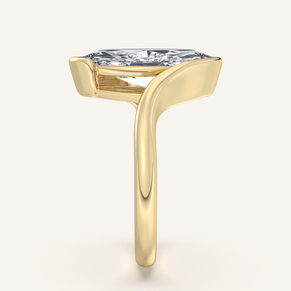 Marquise Bypass Half Bezel Ring | 18k Yellow Gold