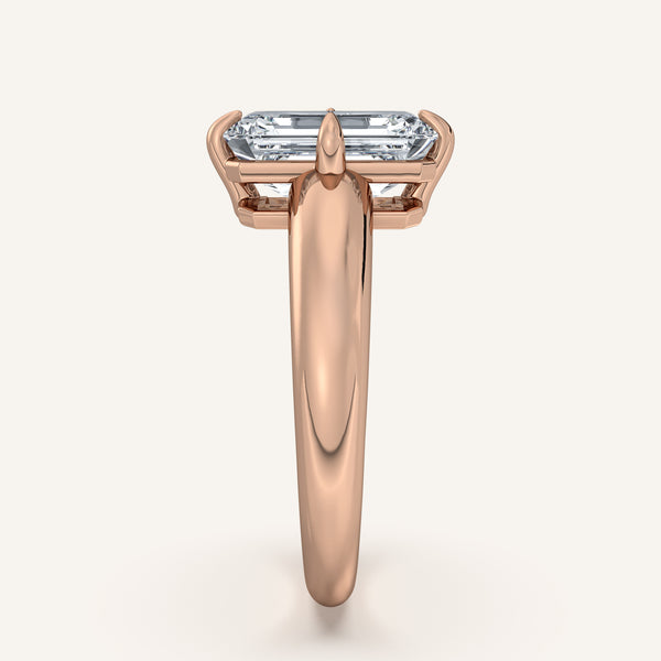 Emerald Cut Rounded Tapered Band Engagement Ring | 18k Rose Gold