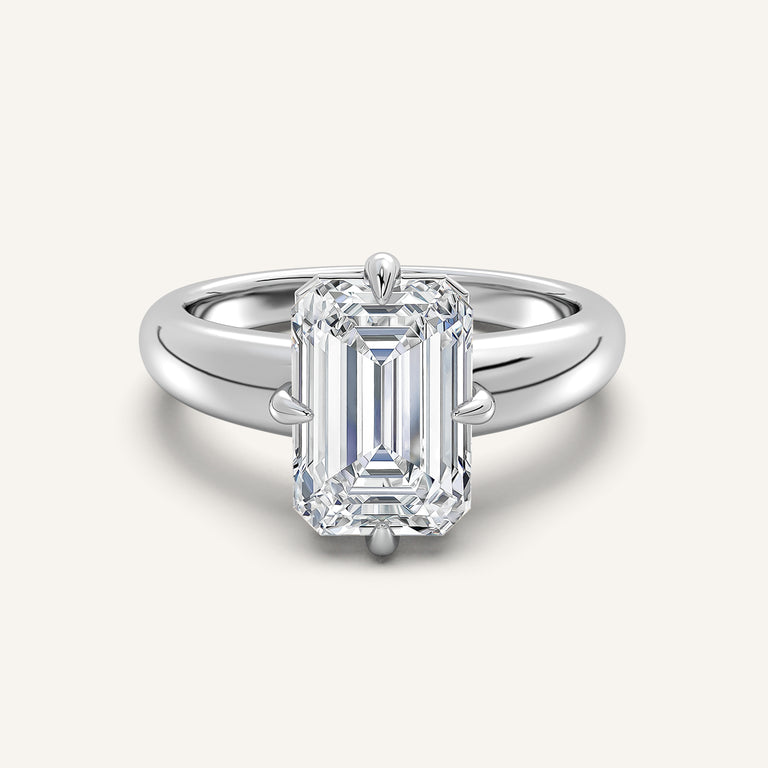 Image for Emerald Cut Rounded Tapered Band Engagement Ring | Platinum