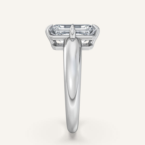 Emerald Cut Rounded Tapered Band Engagement Ring | Platinum