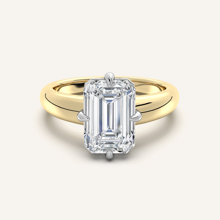 Image for Emerald Cut Rounded Tapered Band Engagement Ring | 14k Two Tone Gold