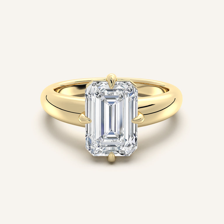 Image for Emerald Cut Rounded Tapered Band Engagement Ring | 14k Yellow Gold