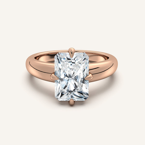 Radiant Cut Rounded Tapered Band Engagement Ring | 14k Rose Gold