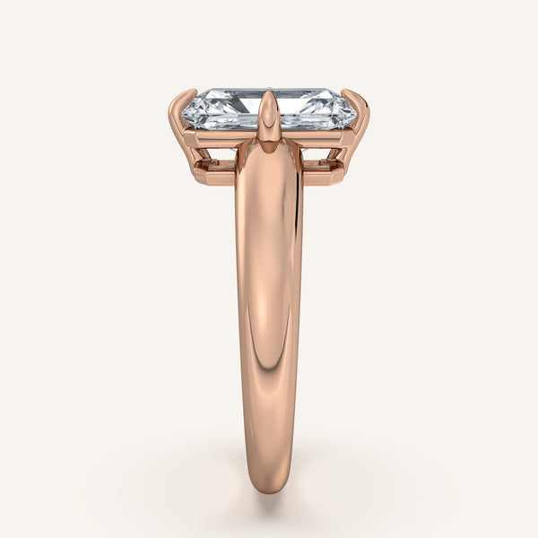 Radiant Cut Rounded Tapered Band Engagement Ring | 18k Rose Gold