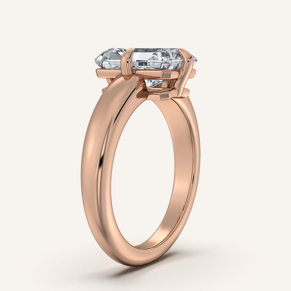 Radiant Cut Rounded Tapered Band Engagement Ring | 18k Rose Gold