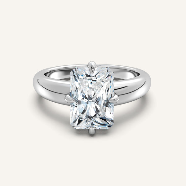 Radiant Cut Rounded Tapered Band Engagement Ring | 18k White Gold