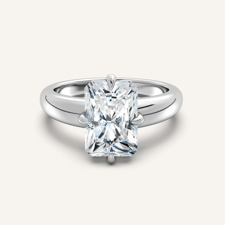 Image for Radiant Cut Rounded Tapered Band Engagement Ring | 14k White Gold