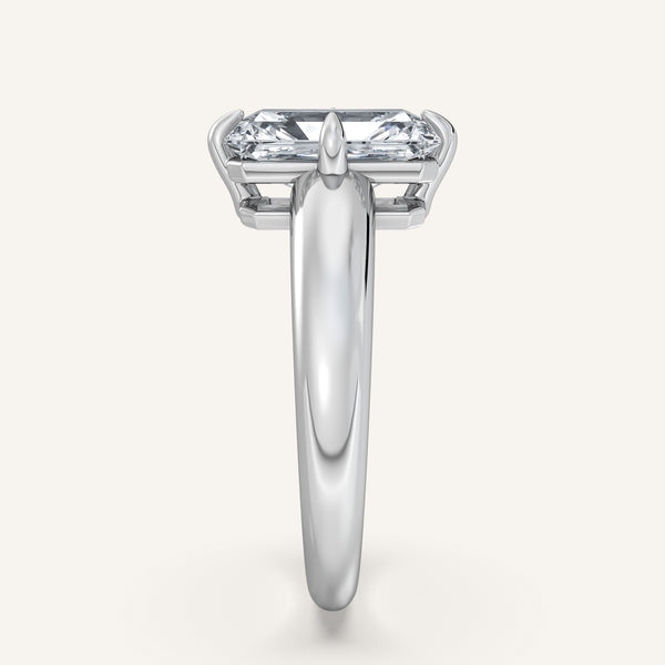 Radiant Cut Rounded Tapered Band Engagement Ring | 14k White Gold