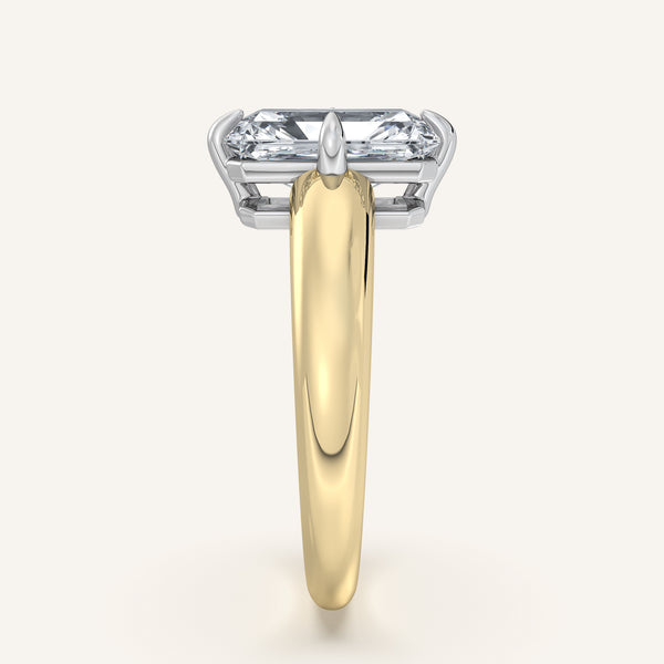 Radiant Cut Rounded Tapered Band Engagement Ring | 14k Two Tone Gold