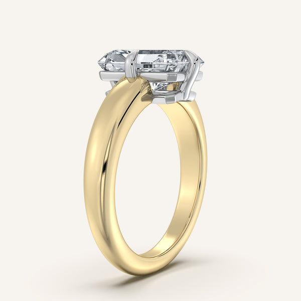 Radiant Cut Rounded Tapered Band Engagement Ring | 18k Two Tone Gold