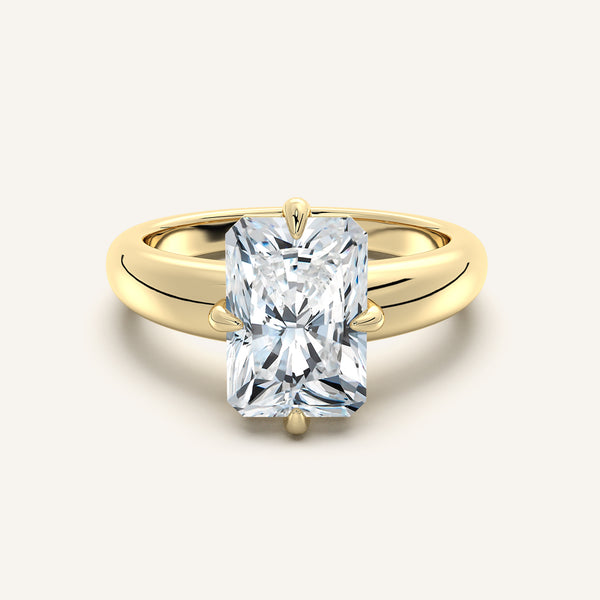 Radiant Cut Rounded Tapered Band Engagement Ring | 14k Yellow Gold