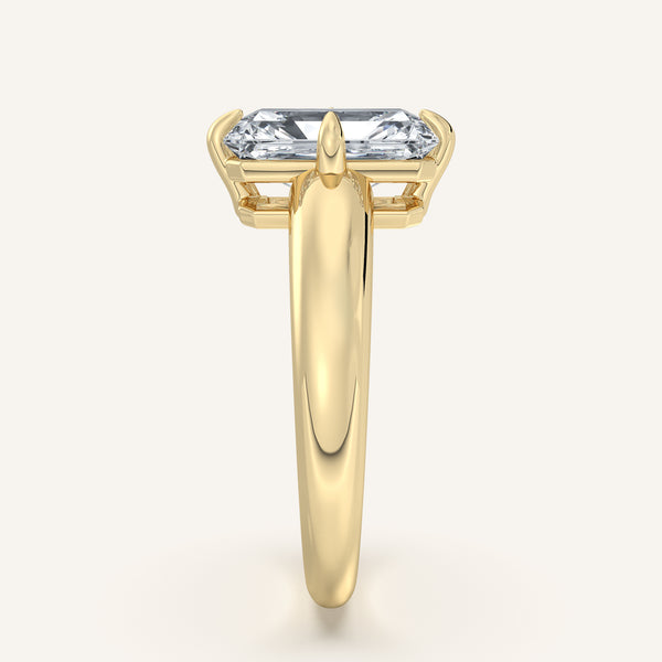 Radiant Cut Rounded Tapered Band Engagement Ring | 14k Yellow Gold