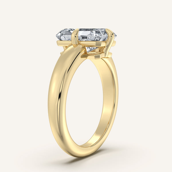 Radiant Cut Rounded Tapered Band Engagement Ring | 18k Yellow Gold