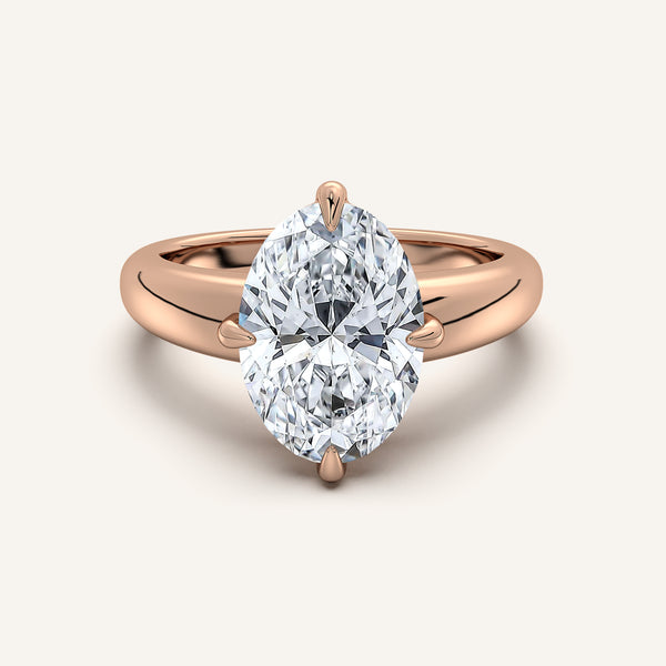 Oval Rounded Tapered Band Engagement Ring | 14k Rose Gold
