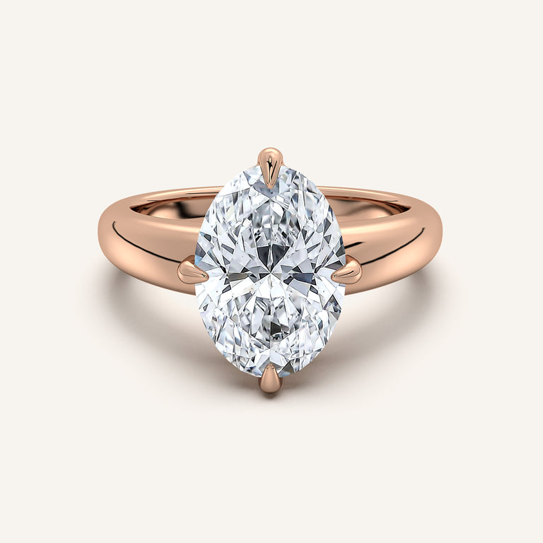 Image for Oval Rounded Tapered Band Engagement Ring | 14k Rose Gold