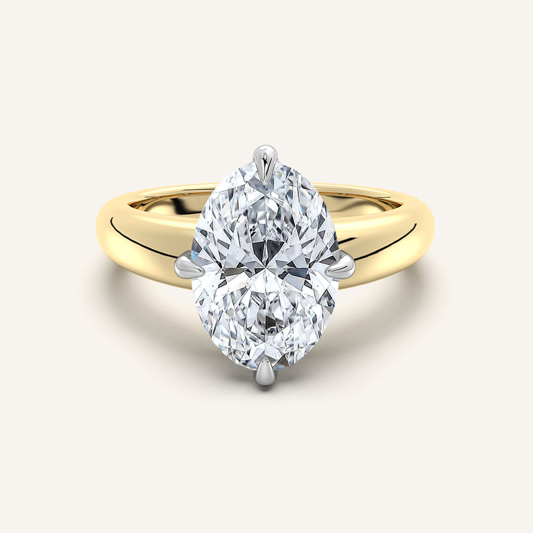 Image for Oval Rounded Tapered Band Engagement Ring | 14k Two Tone Gold