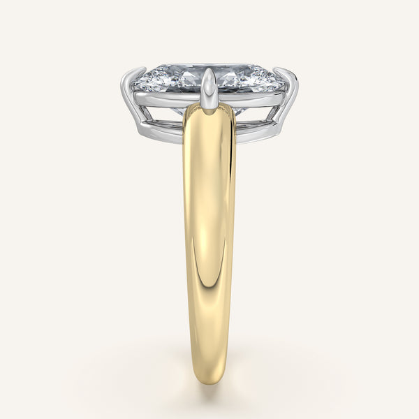 Oval Rounded Tapered Band Engagement Ring | 14k Two Tone Gold