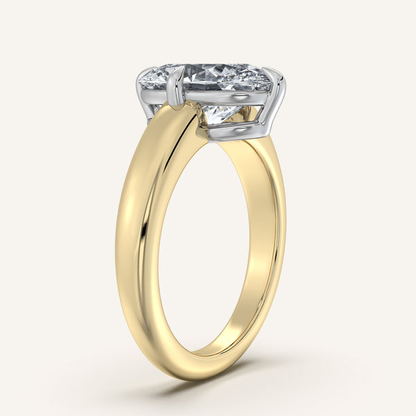 Oval Rounded Tapered Band Engagement Ring | 14k Two Tone Gold