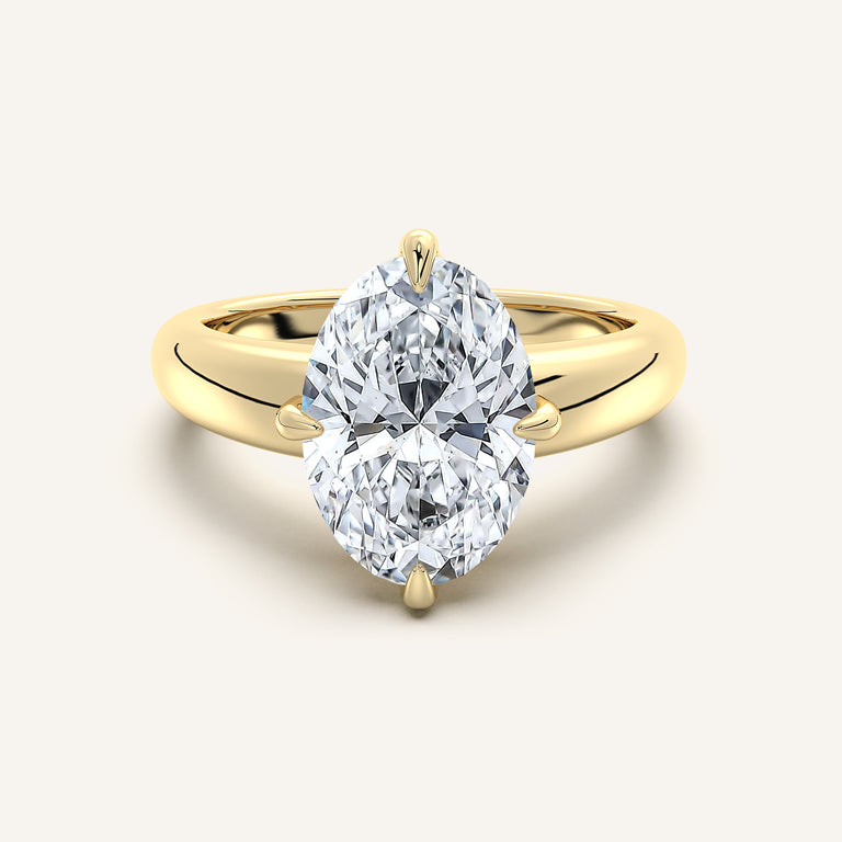 Image for Oval Rounded Tapered Band Engagement Ring | 18k Yellow Gold