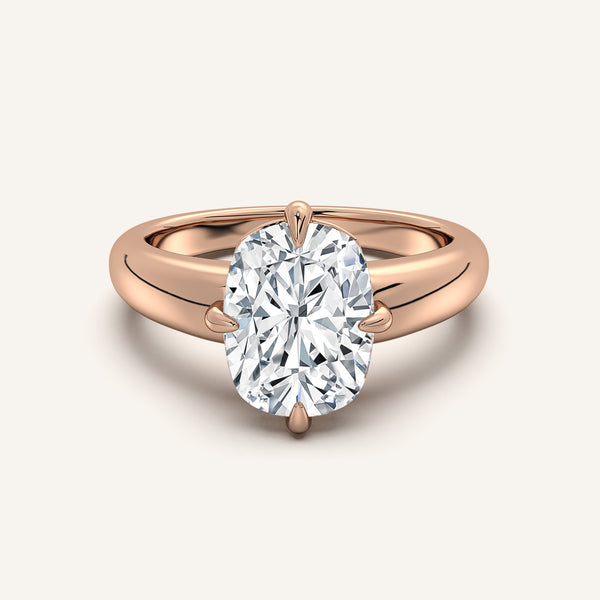 Cushion Cut Rounded Tapered Band Engagement Ring | 18k Rose Gold